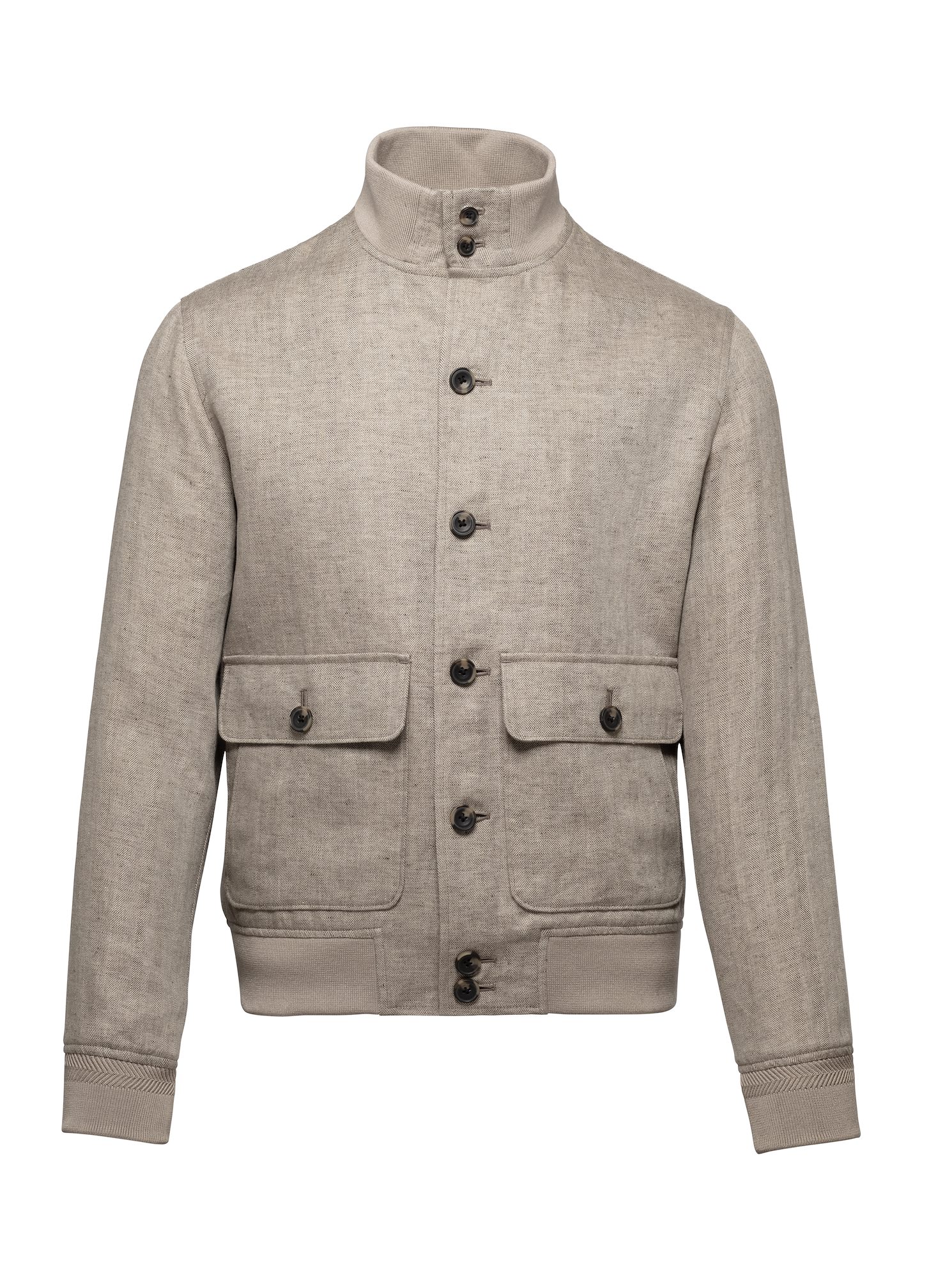 Wheat Linen Herringbone Harrington Jacket J.Hilburn