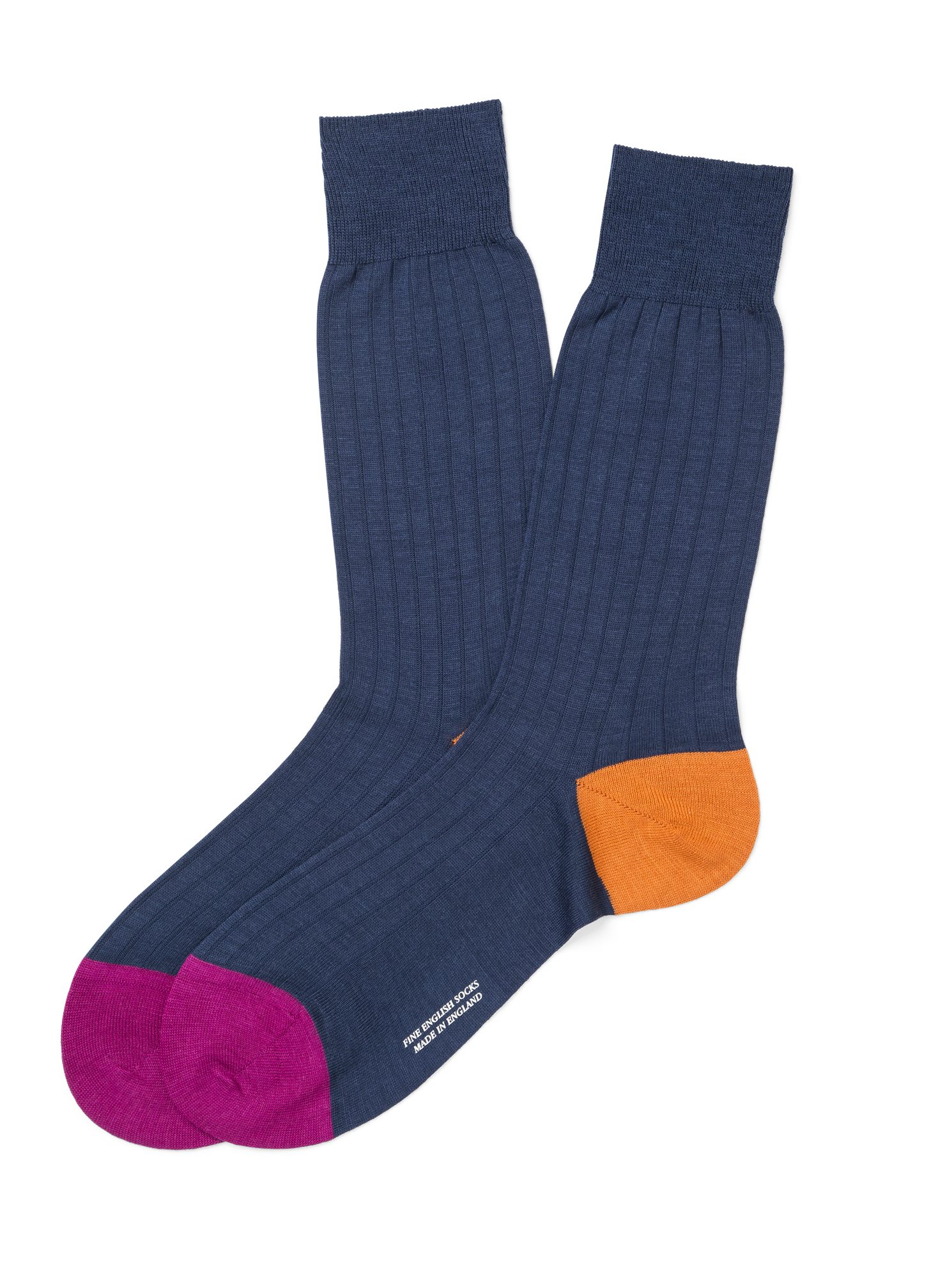 Pantherella Merino Wool Color Block Solid Sock - Dark Blue | J.Hilburn